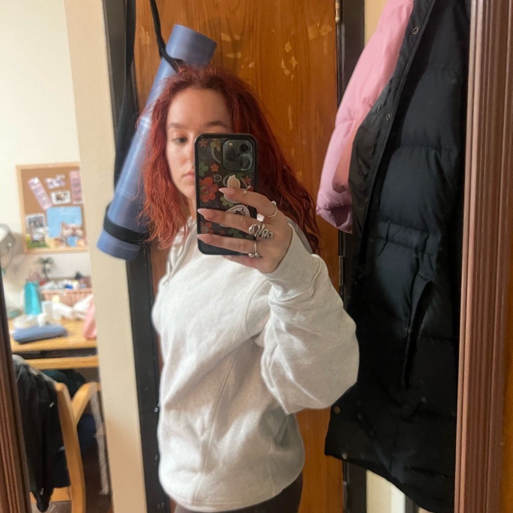 Champion White Oversized Long Sleeve Hoodie